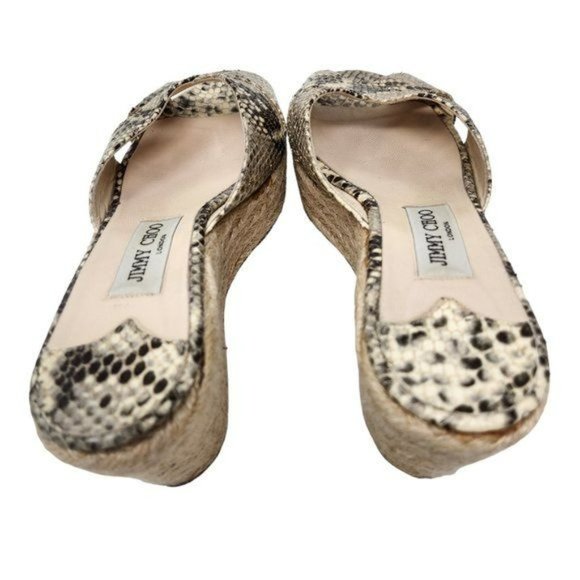 Jimmy Choo DOVINA Sandals Wedge Espadrille Snake Embossed Women's Size 9 - Picture 9 of 10